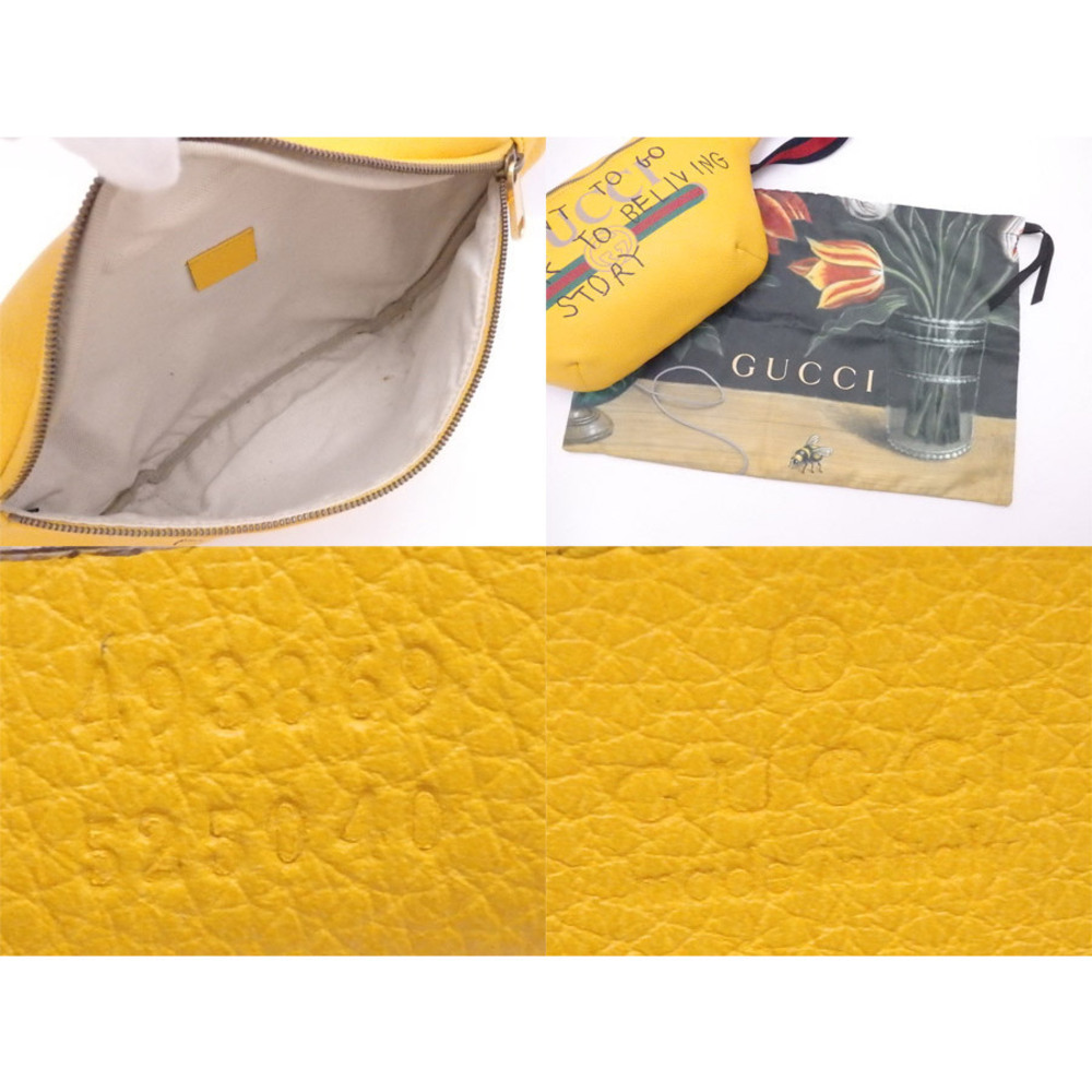 Gucci Body Bag Yellow Multicolor Leather Canvas Waist - Picture 3 of 3